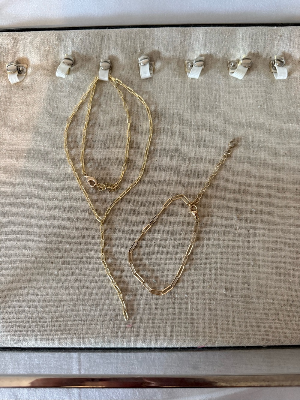 Gold Paperclip Chain Necklace and Bracelet Set